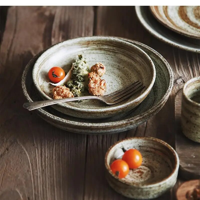 Home Cooking Restaurants - Handgemaakte Japanse steengoed serviesgoed, borden en