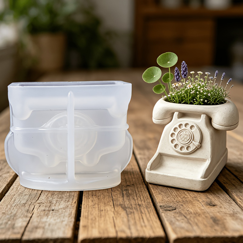 Tagine Clay Pot - 3D Vintage Draaitelefoon Succulent Pot Siliconen