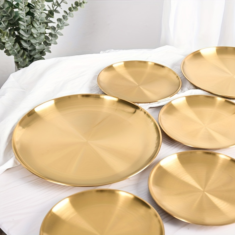 Home Cooking Recipes - 2 stuks, gouden pizzaborden, roestvrijstalen dinerbord,