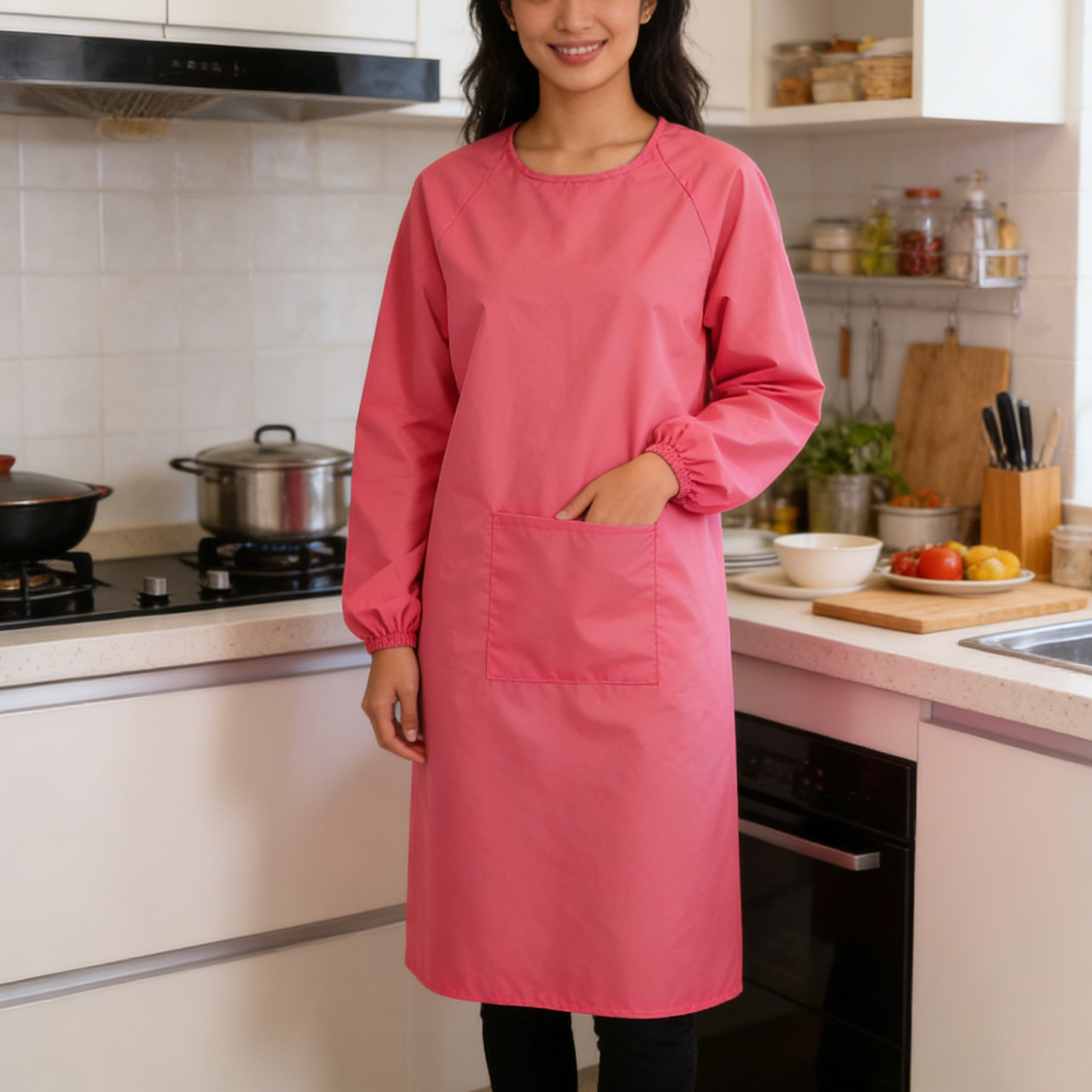 Home Cooking Dog Food - Waterdichte schort met lange mouwen, smock-stijl,