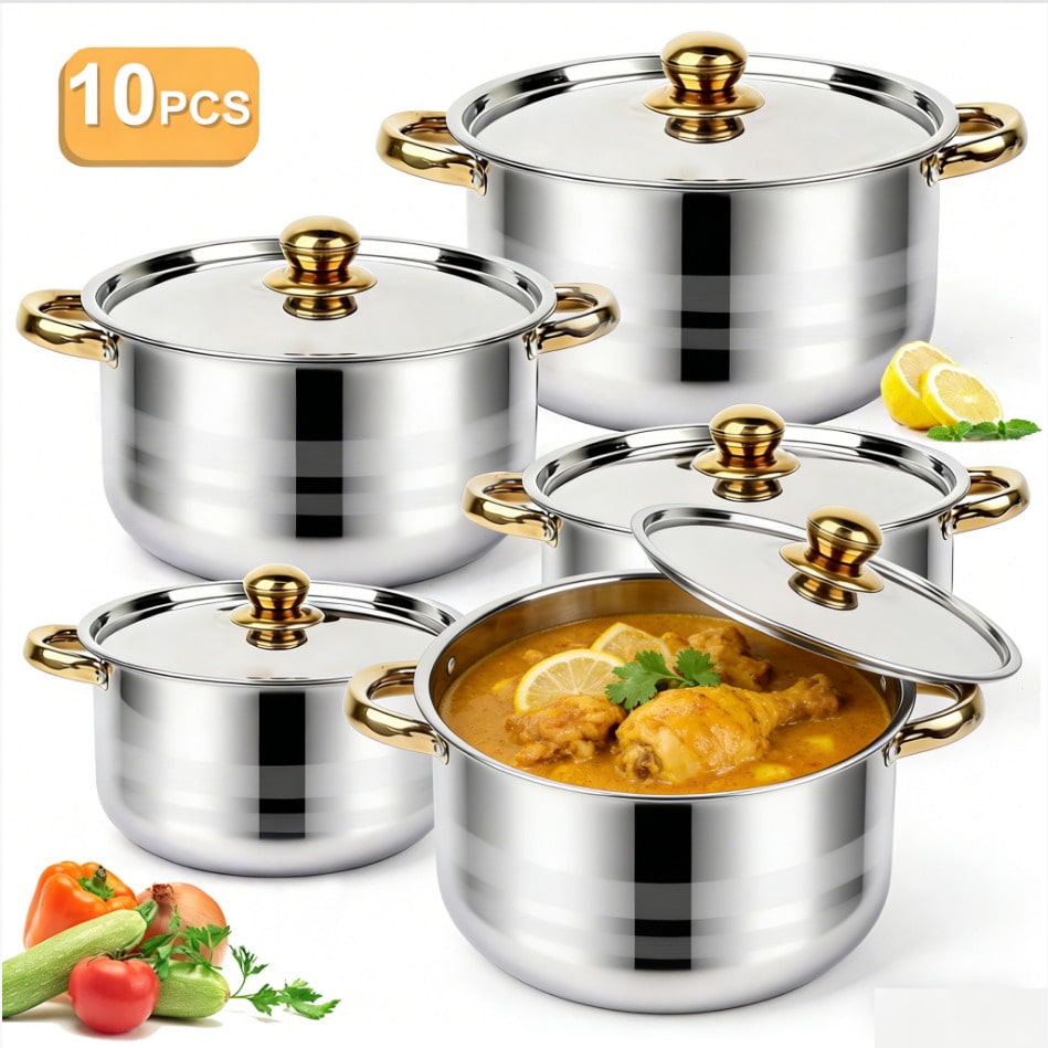 Home Cooking Utensils - RVS Pannenset Modern Luxe Kookgerei Stockpot