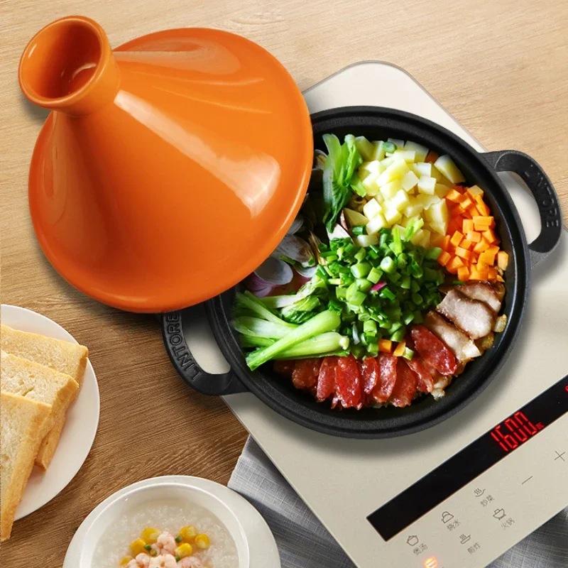 Tagine Clay Pot - 26cm Marokkaanse gietijzeren pot, hoogwaardig geëmailleerde